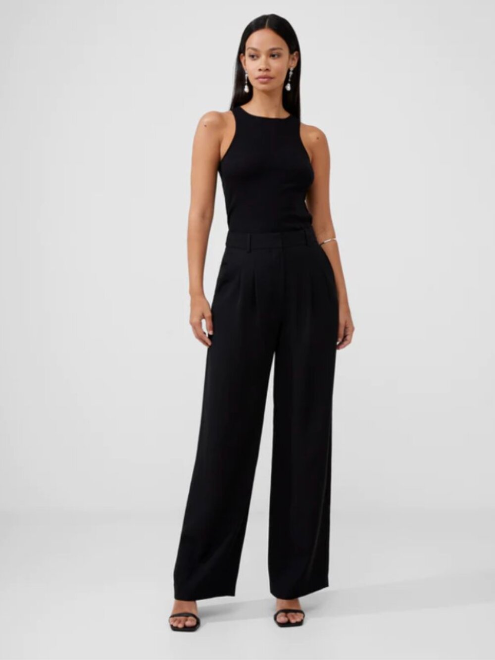 Size 10 Black French Connection Wide Leg Harrie Suiting Trouser Pants